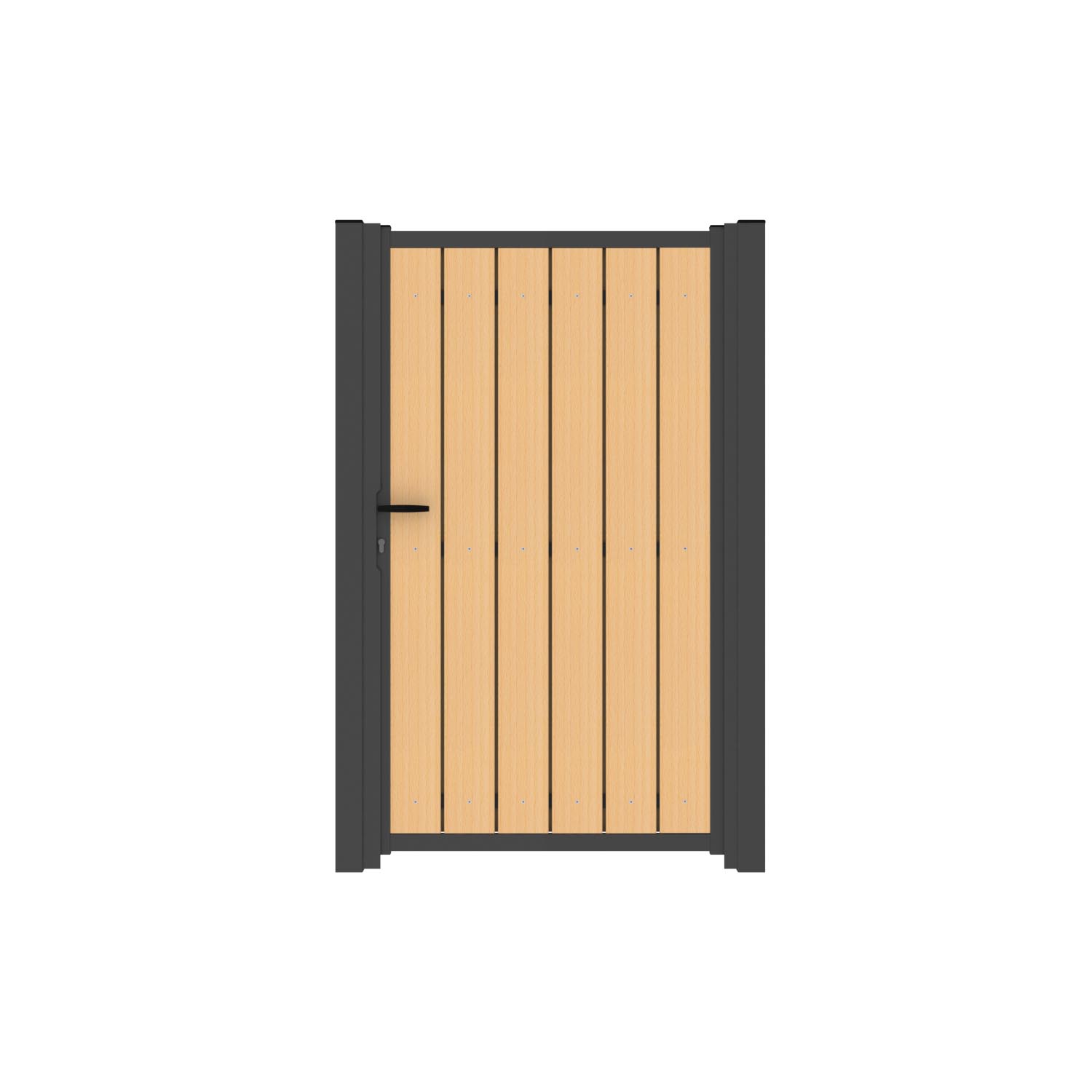 volwassene Handschrift residentie Enkele rechte poort met verticale houten planken - Grootproducent van  hekken en poorten op maat
