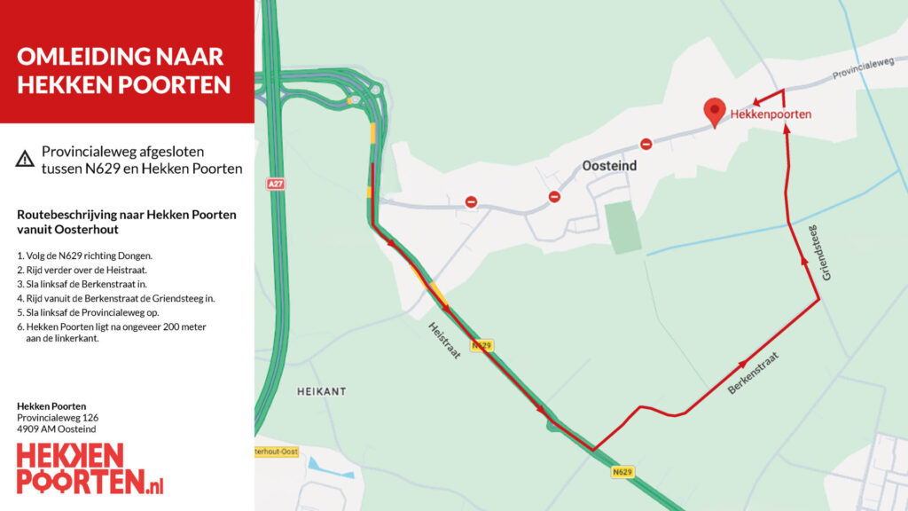 Omleiding in verband met weg afzetting naar HekkenPoorten