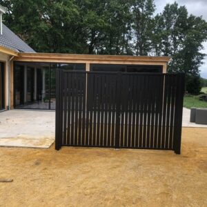 Dubbele rechte poort met lammellen